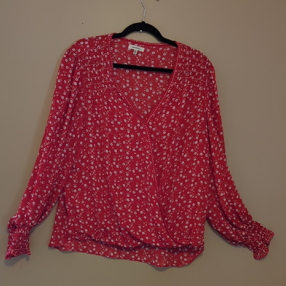Max Studio Red Floral Blouse